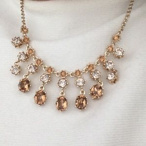 Peach Crystals Bib Statement Necklace